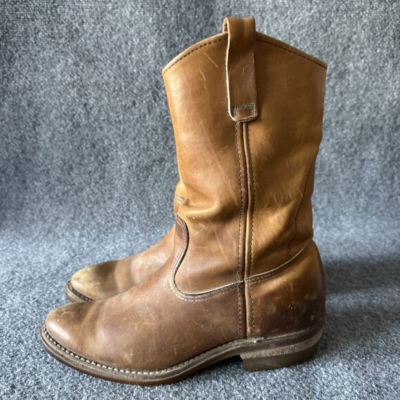 Rare VTG 90s Red Wing Pecos Roper Boots Men’s 8.5B Brown Leather Work Cowboy USA main image 6